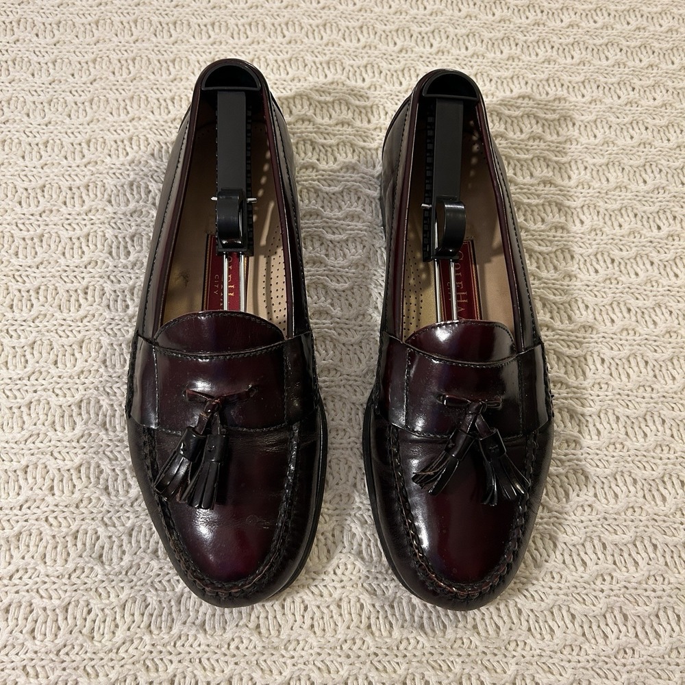 COLE HAAN City Men's Sz 10D Pinch Tassel Loafers Burgundy Dress Shoes #3507